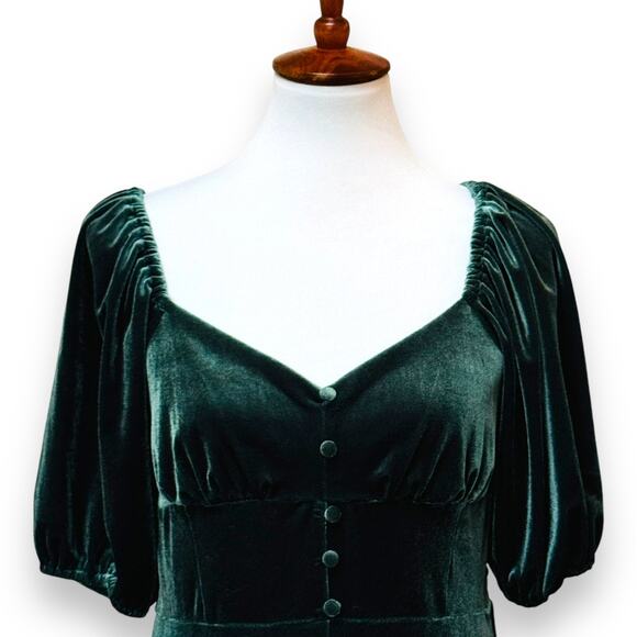 Chelsea & Violet Fall Frenzy Hunter Green Velvet Midi Dress Size Large NEW - Picture 3 of 14